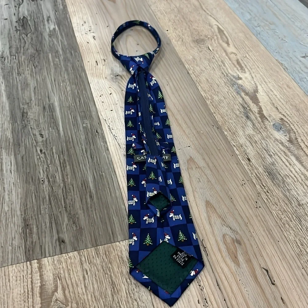 Canterbury Child’s zip neck tie Blue Christmas design decorated zipper